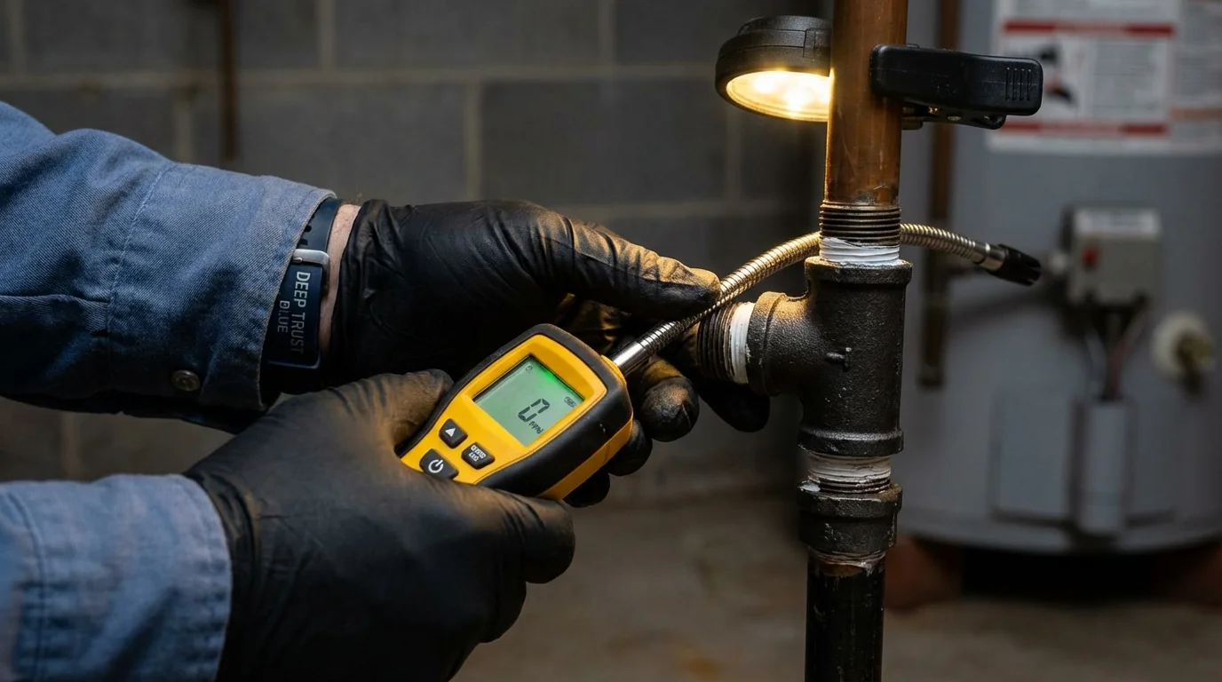 Gas leak detection with electronic sniffer by Johns Plumbing LLC in Benson