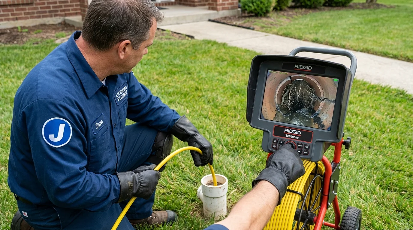 Sewer camera inspection being performed by Johns Plumbing LLC in Benson