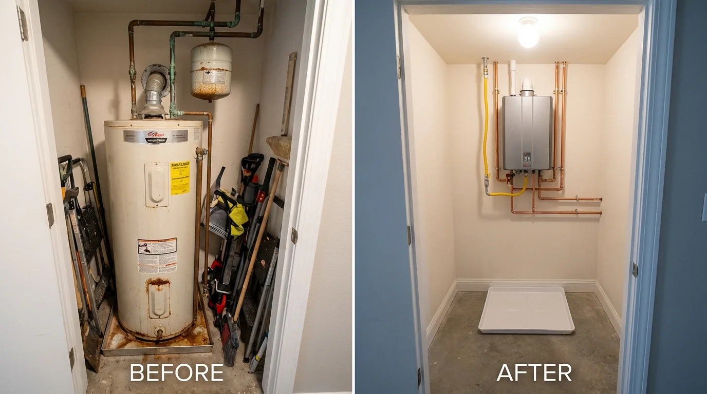 Tank water heater versus wall-mounted tankless unit comparison for Benson, AZ homeowners
